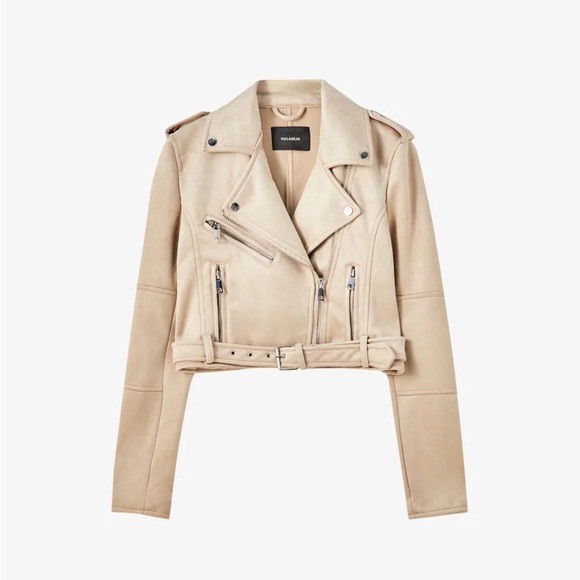 Cream Faux Leather Jacket - Picture 2 of 5